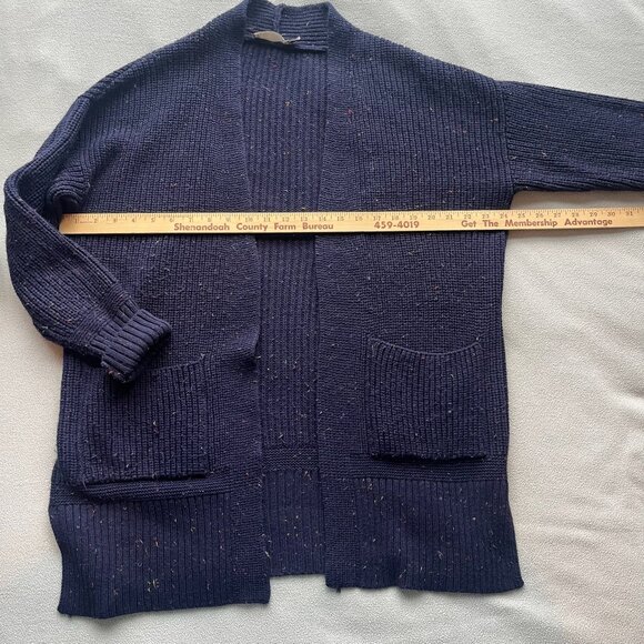 Asos Cardigan Sweater Womens 2 Buttonless Oversized Long Slub Pockets Navy Comfo - Picture 3 of 6